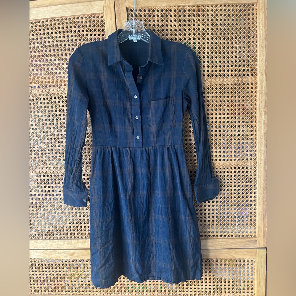 Steven Alan Plaid Blue & Brown Shirt Dress /size 2/ Great Condition